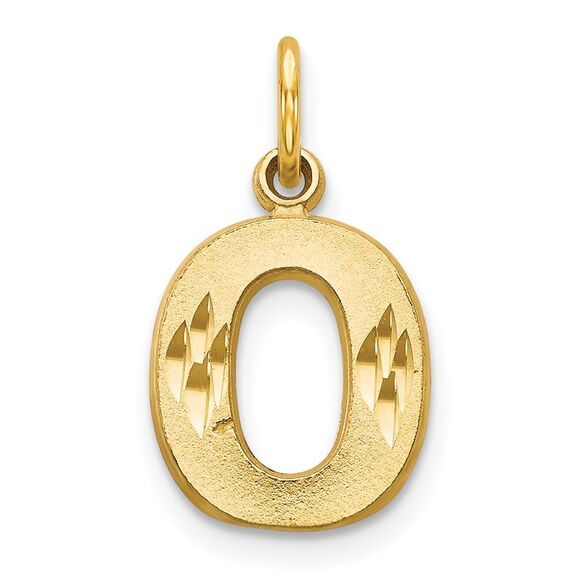 14K Yellow Gold Satin Diamond-cut Letter O Initial Charm